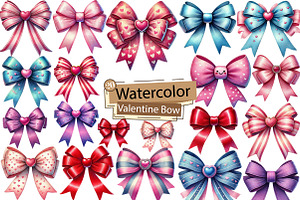 Coquette Valentine Bow Clipart Bundl, an Illustration by DreamCafeArt