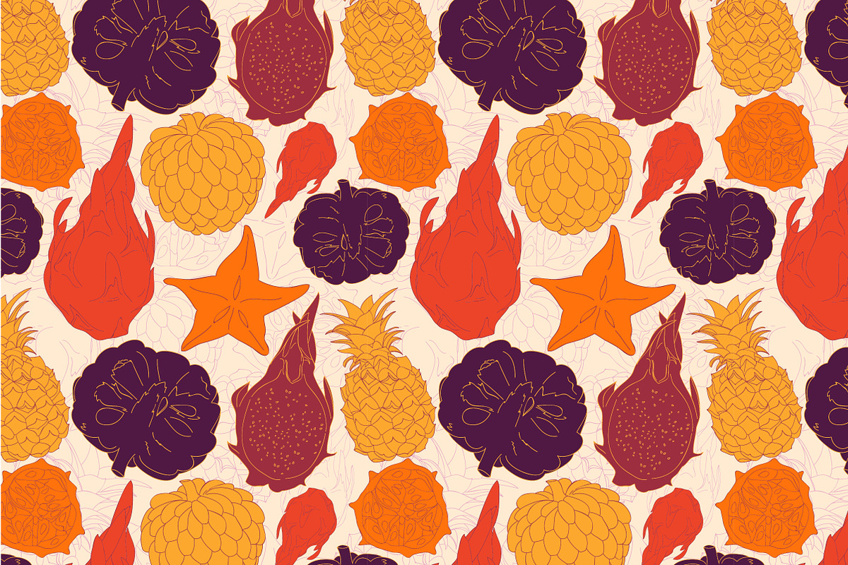Vector tropical patterns set., a Pattern Graphic by Little A (Aigul) (Photo 3 of 5)