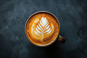 Coffee foam in the shape of a flower, a Food & Drink Photo by Handmadefont