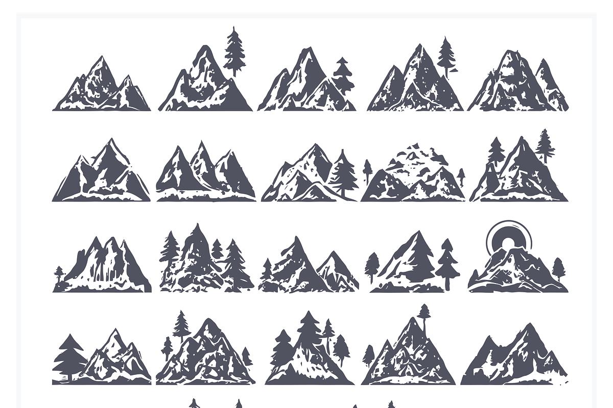 Stylized Mountain Illustrations, a Texture Illustration by CarWrap design (Photo 3 of 3)