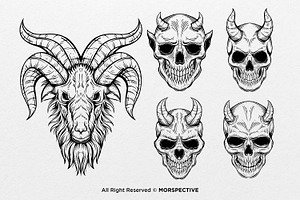 15 Set Gothic Skull Head Demon Devil