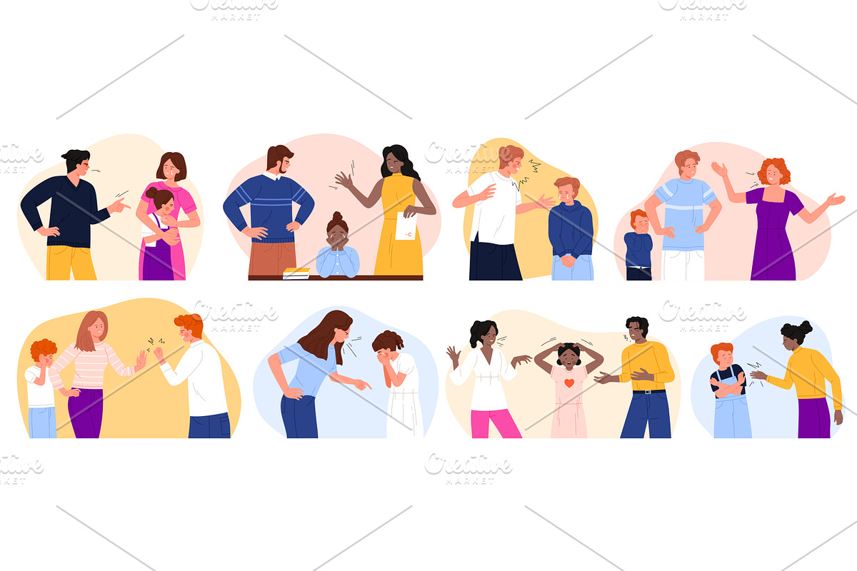 family abuse, domestic violence and, a Person Illustration by Flashvector