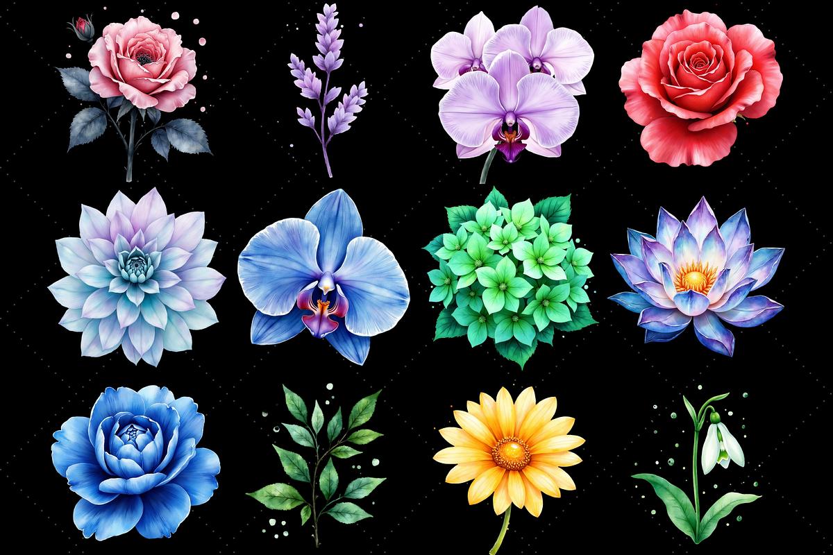 Gemstone Floral Fusion Clipart png, a Decorative Illustration by FloridPrintables (Photo 4 of 9)
