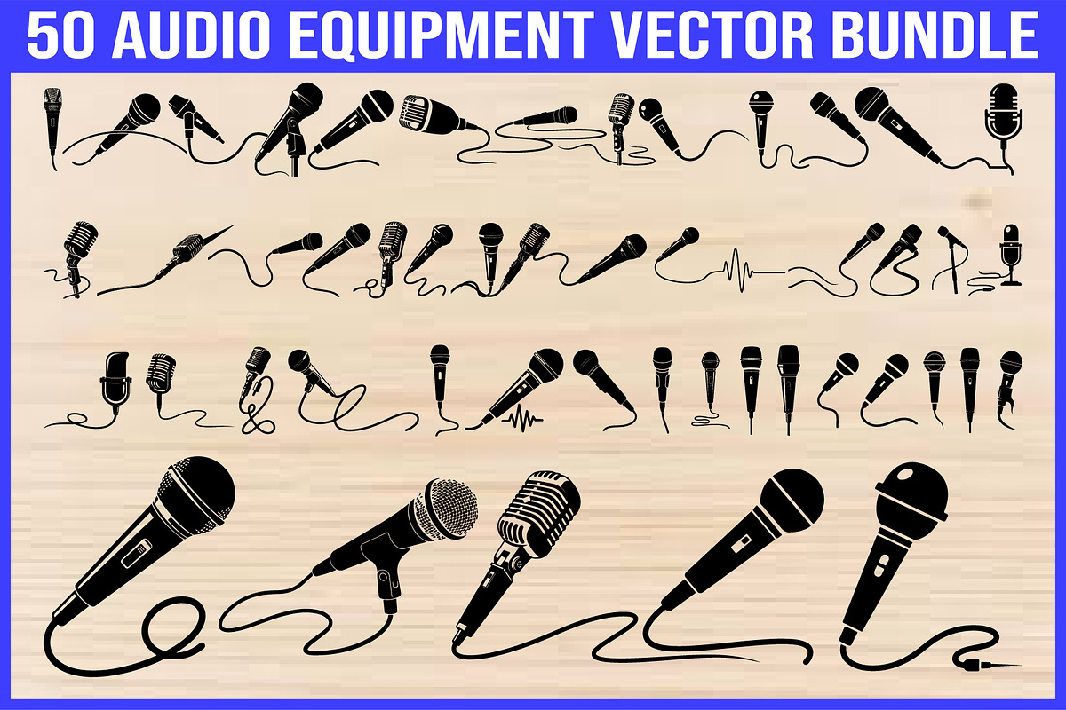 50 Audio Equipment Microphone Vector, an Illustration by Gaye Art (Photo 1 of 4)