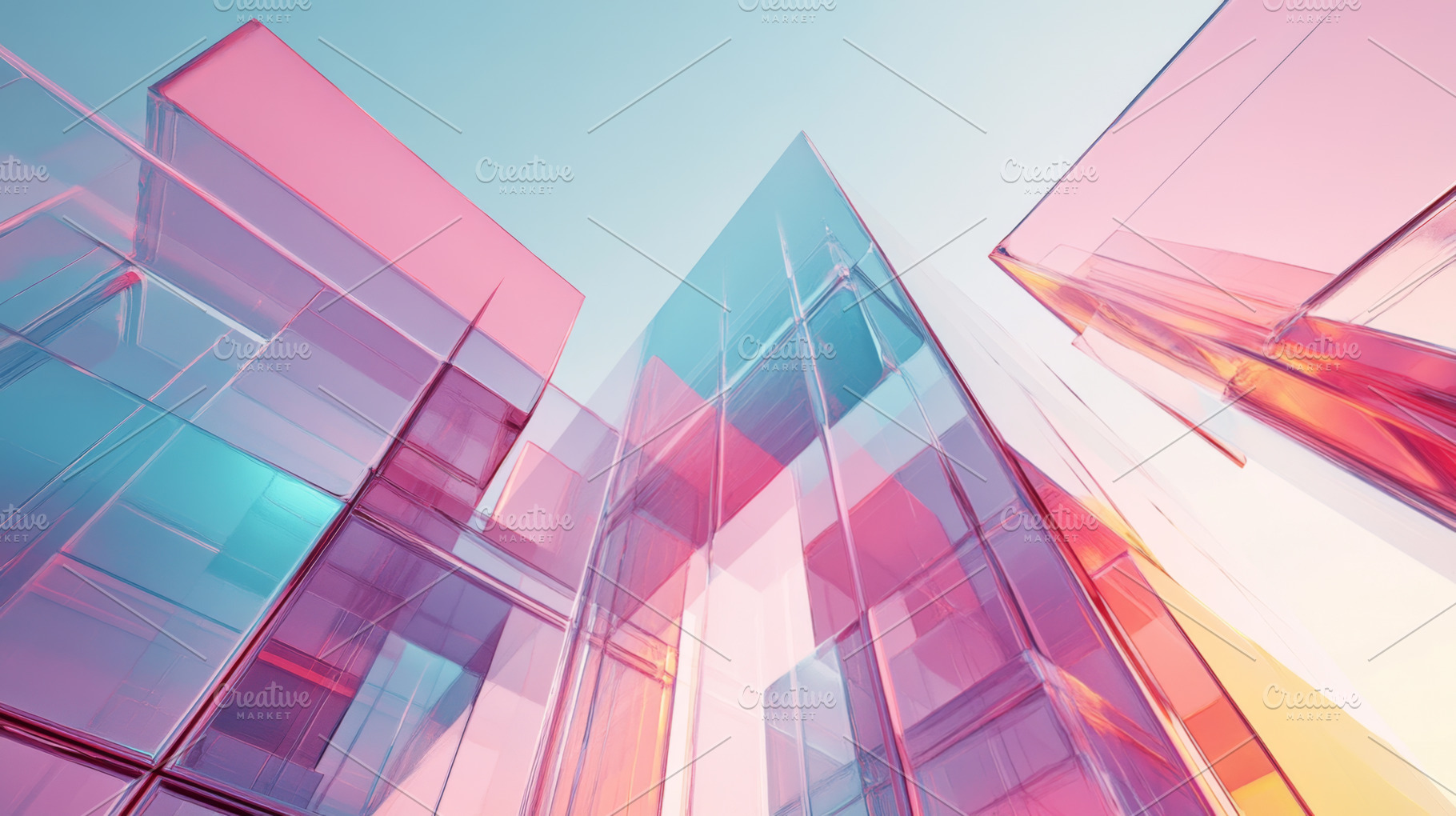 Futuristic Glass Architecture with Vibrant Colors, an Abstract Photo by Natalia Klenova's Shop