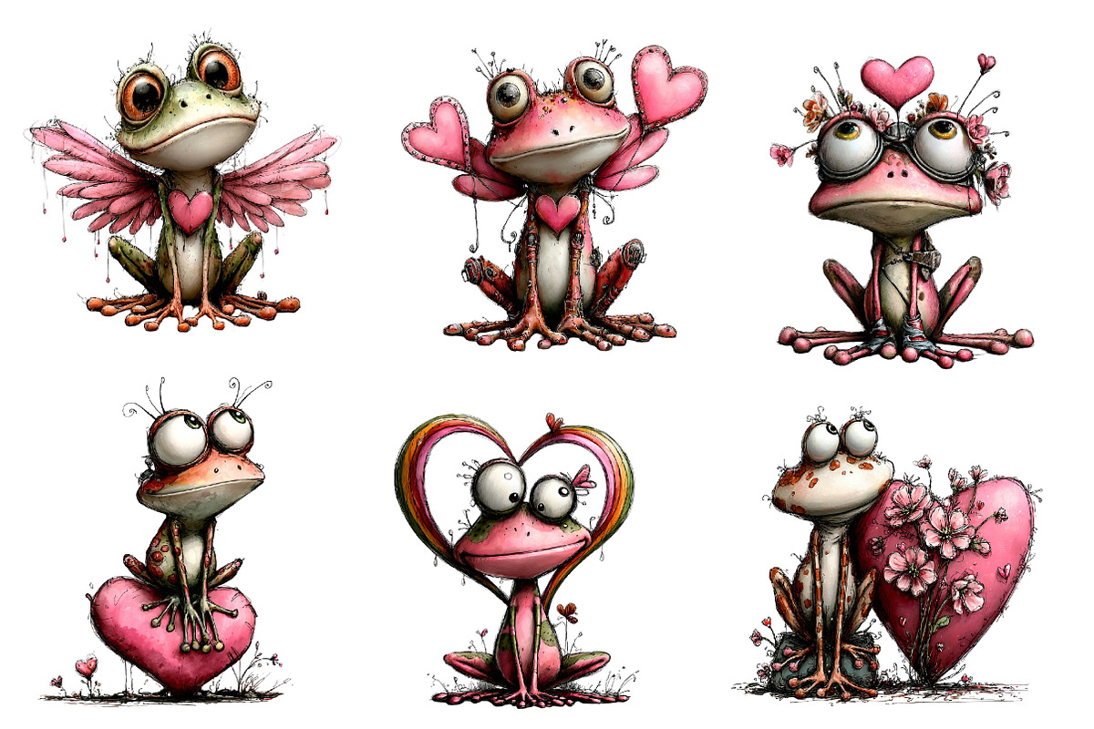 Whimsical Valentine Frog Clipart, an Illustration by Dream Creation (Photo 4 of 7)