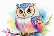12 Watercolor baby owl clipart pack, an Animal Illustration by ZaaxPrintables (Thumbnail 6 of 8)