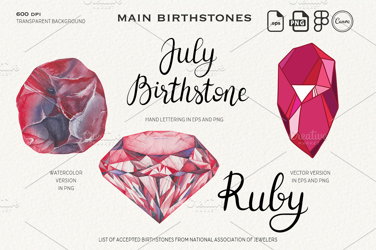Watercolor Birthstones Crystal Set, an Illustration by Alena Solonshchikova (Photo 10 of 17)