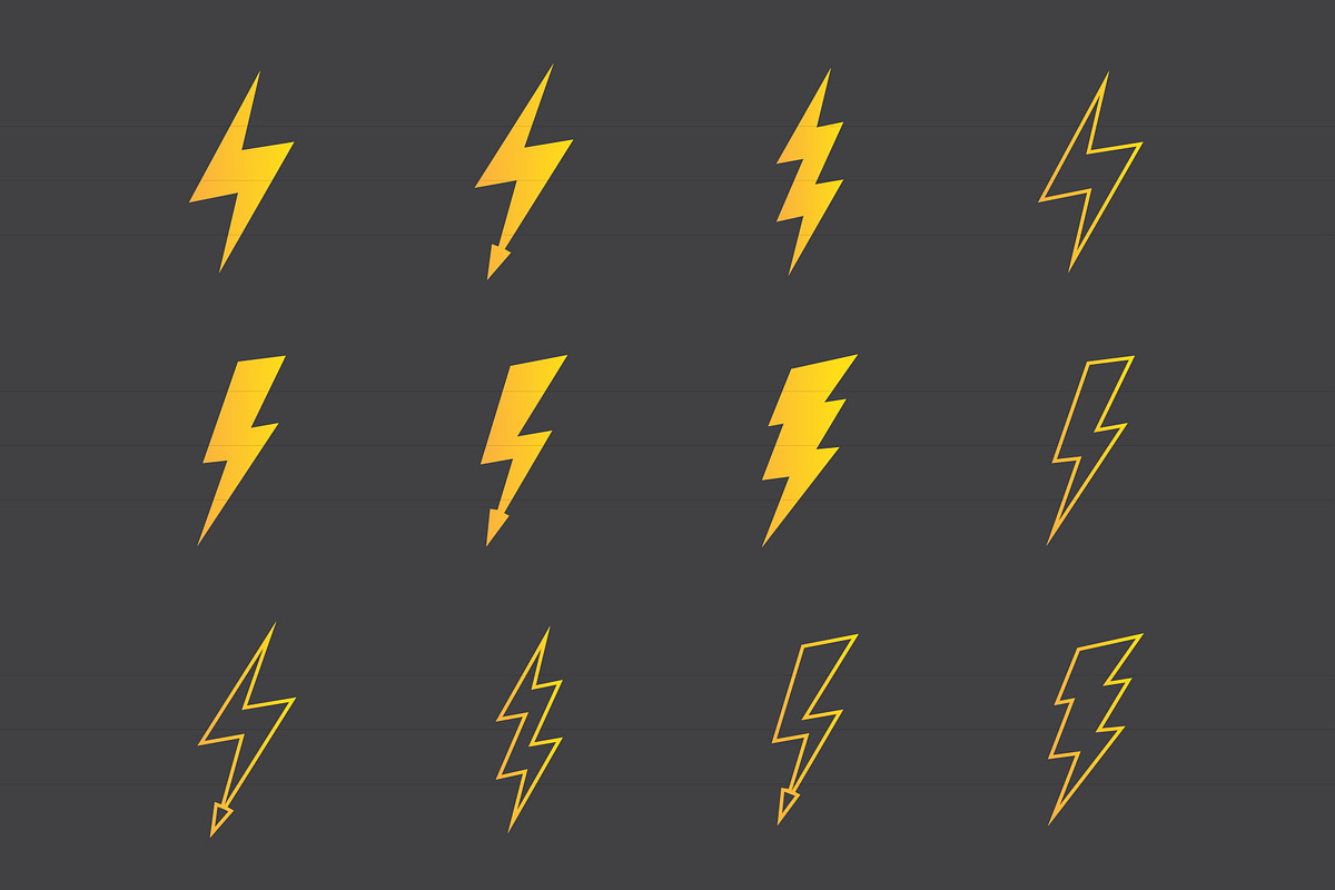Lightnings Icons Set, an Outline Icon by Boyko Pictures (Photo 6 of 7)