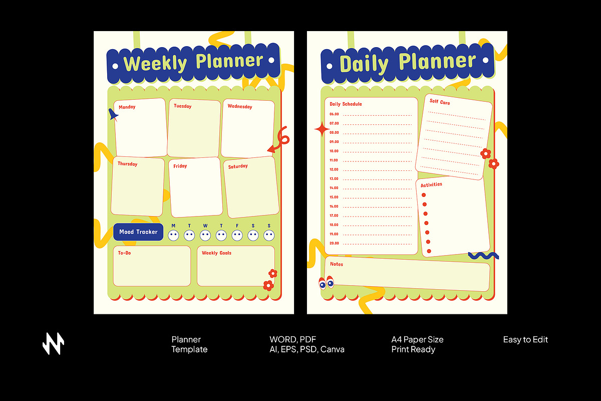 Fun Theme Daily Planner, a Stationery Template by Neermana