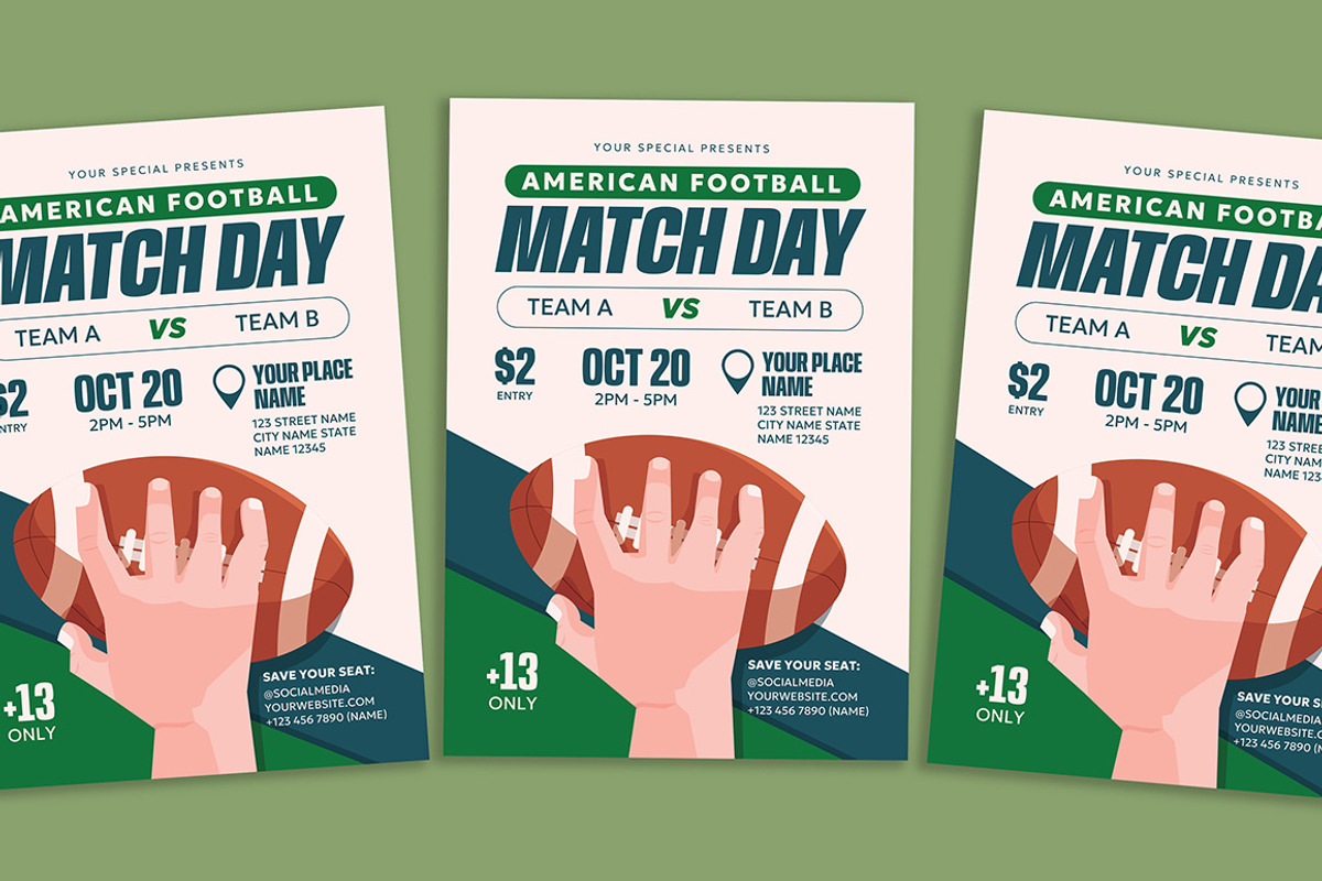 American Football Flyer, a Flyer Template by Gumico Studio. (Photo 1 of 3)