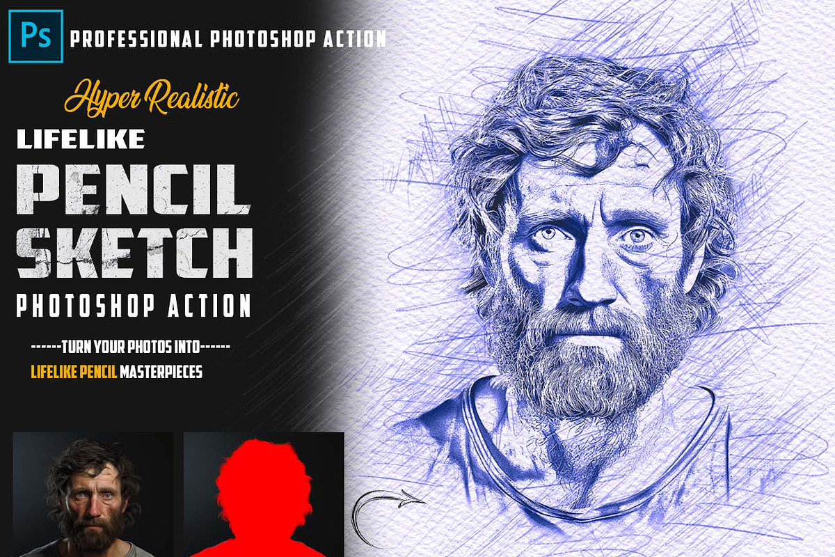 Hyper Realistic Lifelike Pencil, an Action Add-On by Studio Retouch (Photo 1 of 10)