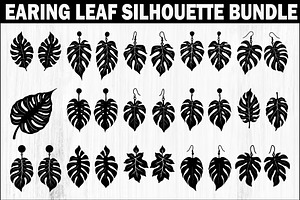 Leaf Earring Silhouette Bundle, an Object Graphic by abu67222