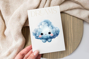 Blue Dreams, Boho Watercolor Clipart