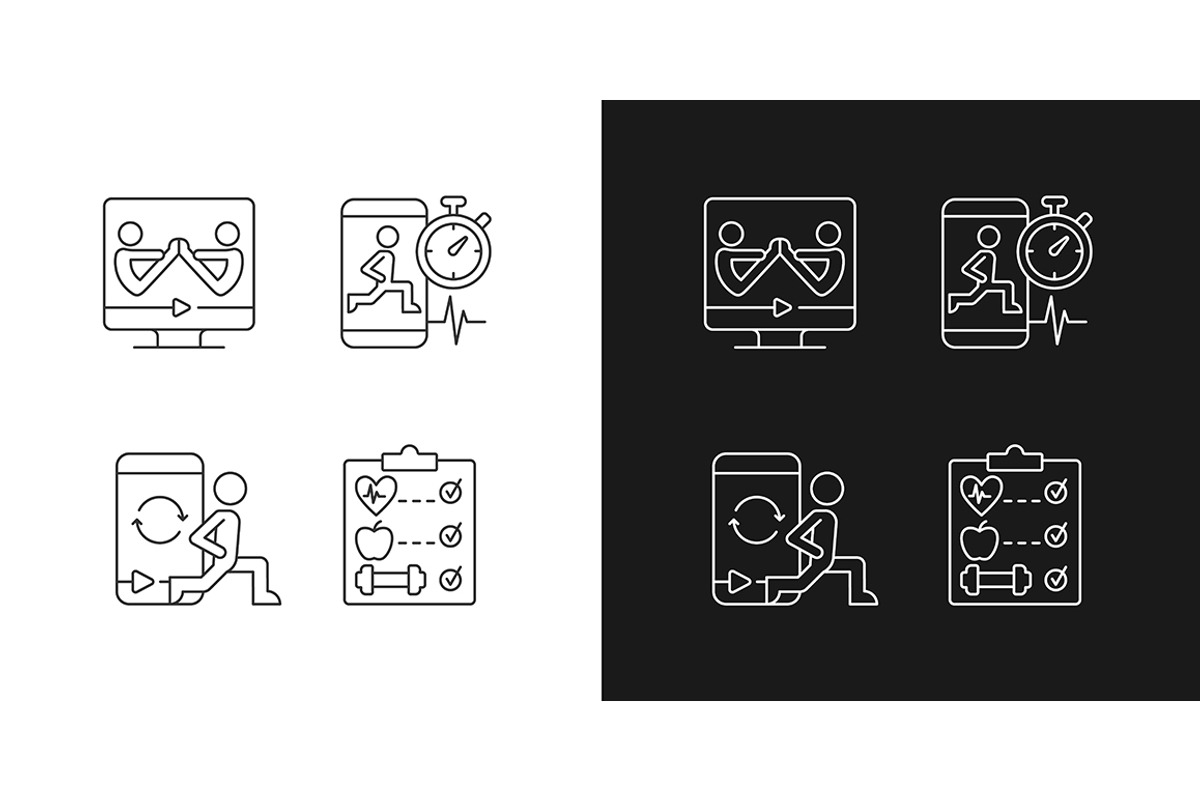 Online fitness wellness programs, an Outline Icon by IMG Visuals