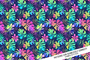 Neon Hawaiian Print Digital Paper