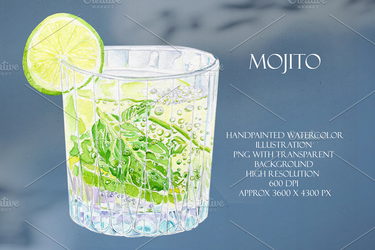 Mojito Watercolor Cocktail, a Food Illustration by Olexandra Mur (Photo 5 of 6)