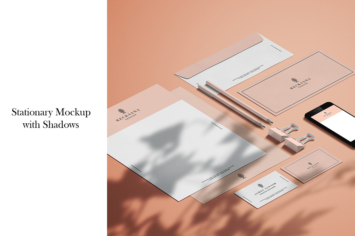 Stationary Mockup with Shadow, a Books & Magazine Mockup by Momogi (Photo 1 of 7)