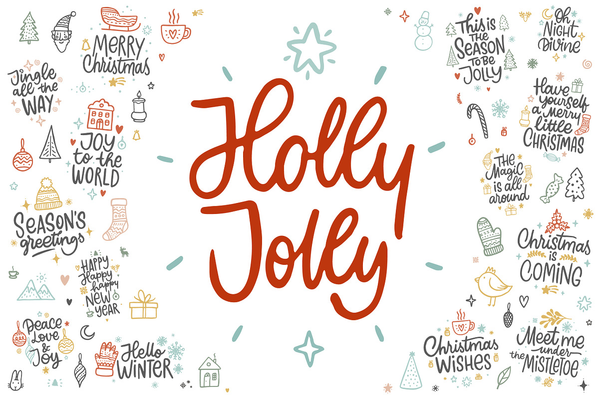 Holly Jolly Christmas Set, a Decorative Illustration by Nina's Illustration Shop (Photo 1 of 5)