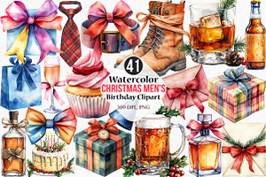 Watercolor Christmas Men's Birthday, an Illustration by Canvas Craft