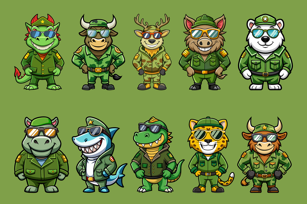 Wildlife Army Mascot Illustration, an Illustration by Riswan Ratta (Photo 4 of 5)