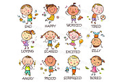Kids emotions clipart feeling poster, an Education Illustration by Bubert Art (Thumbnail 1 of 8)