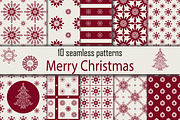 Christmas 10 red seamless patterns, a Pattern Graphic by kozyrevaelena (Thumbnail 1 of 3)