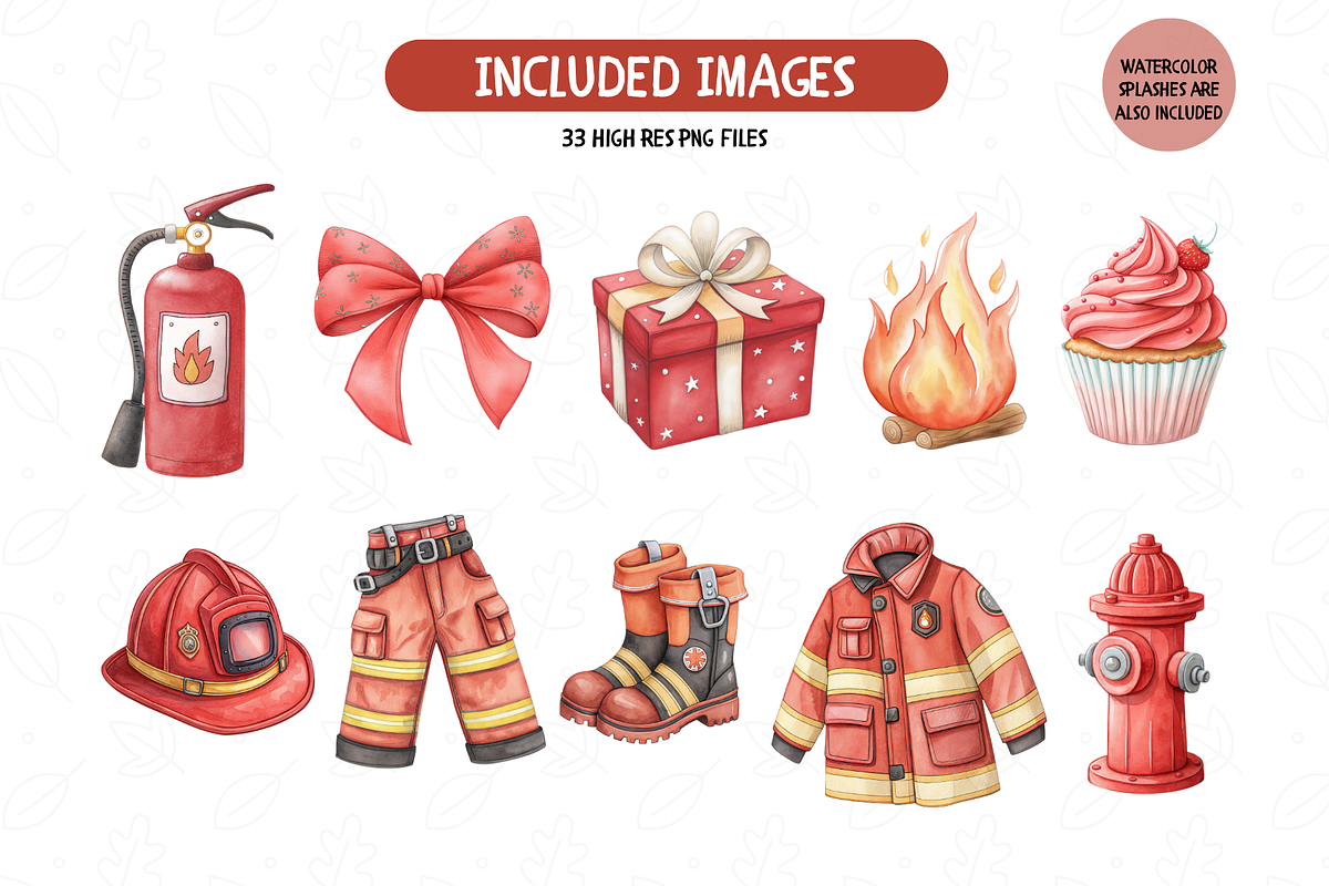 Cute Firefighters Clipart Set, an Illustration by TatiMockup (Photo 3 of 5)