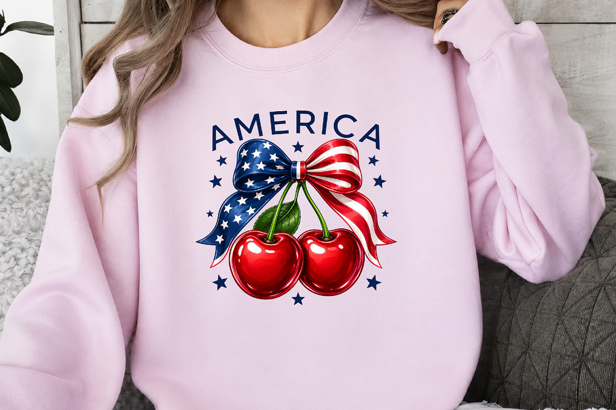 America Cherry Bow PNG Design, a Seasonal Illustration by DreamArtGraphic (Photo 3 of 5)