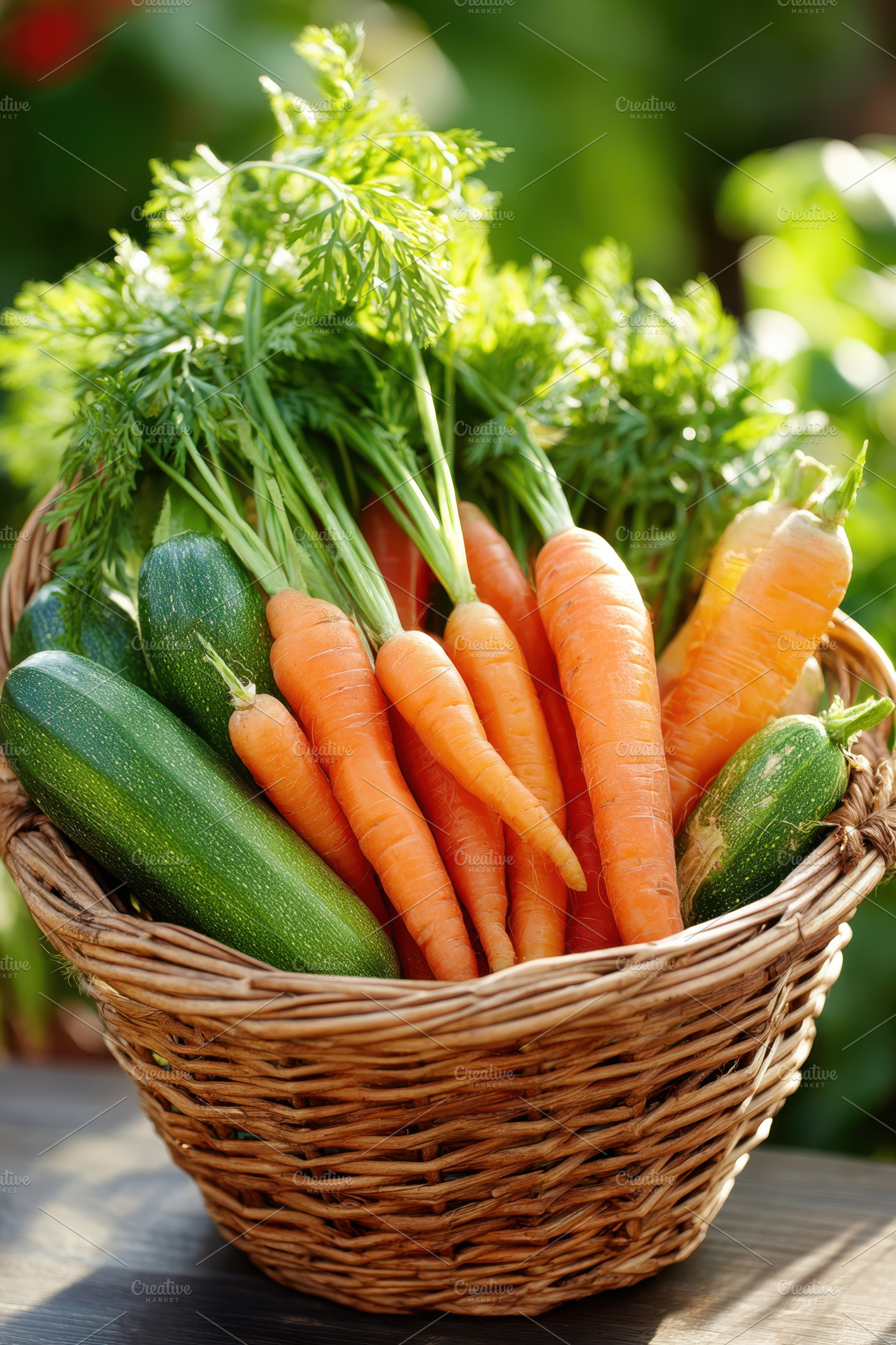 Fresh vegetable basket in garden, a Food & Drink Photo by AlyaAnd