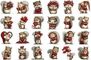 Whimsical Valentine Squirrel Clipart, an Animal Illustration by Sublimation Artist (Thumbnail 2 of 6)