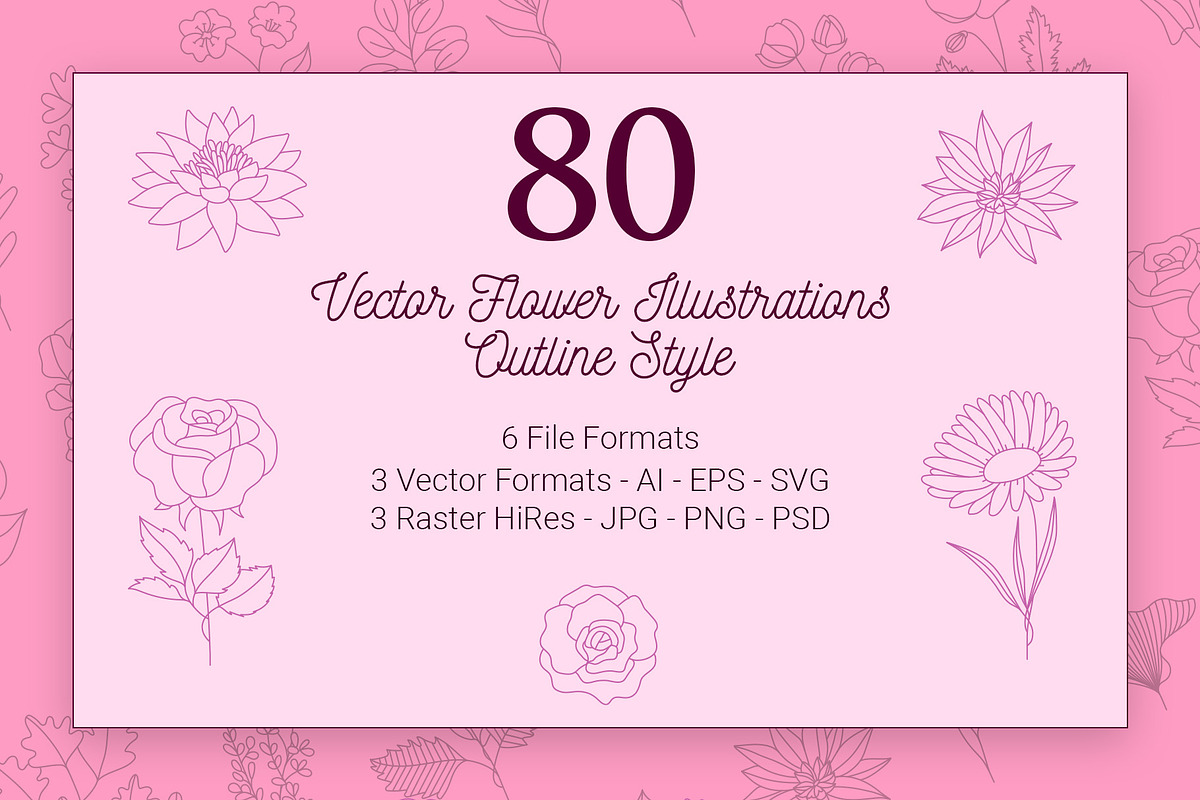Botanical Vector Greenery & Flowers, a Decorative Illustration by FourLeafLover (Photo 3 of 5)