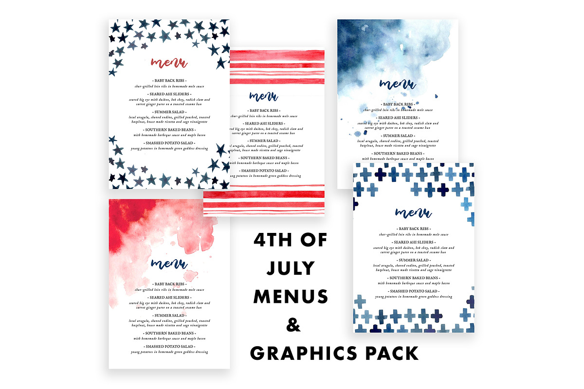4th Of July Menu Graphics Pack, a Graphic by Nightingale Handmade (Photo 1 of 4)