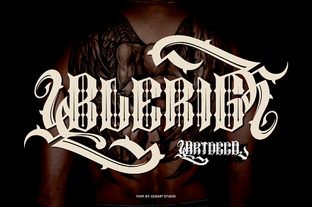 Blerig - Tattoo Font, a Blackletter Font by Iqsiart Studio
