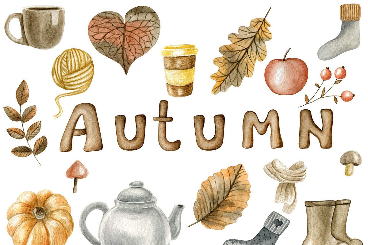 Cozy watercolor autumn, a Decorative Illustration by ViolettaKh (Photo 5 of 5)