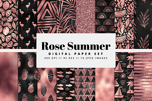 Rose Gold Summer Digital Paper