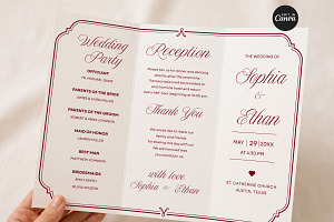 Burgundy Wedding Program Template