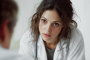 Young female doctor consulting with, a Photo by Dvoevnore photos