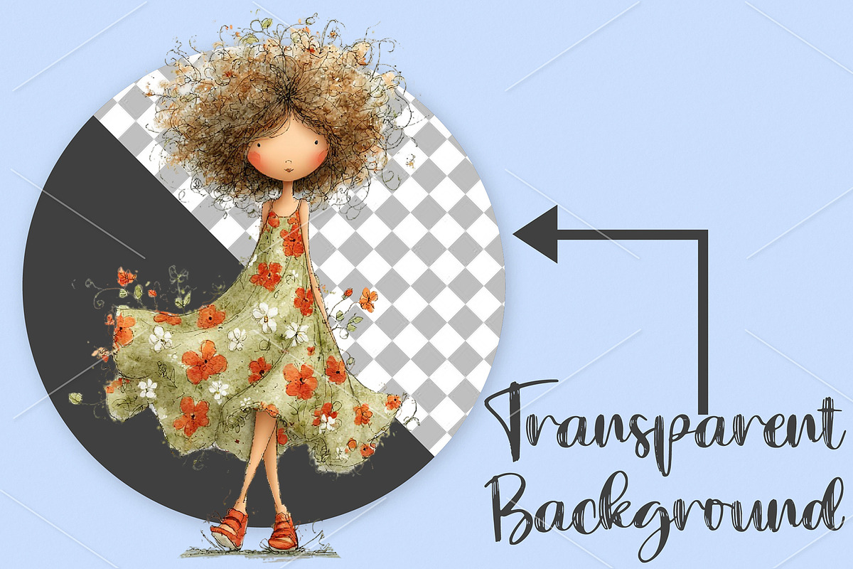 Watercolor Summer Girls Clipart PNG, a Seasonal Illustration by Canvas Craft (Photo 2 of 5)