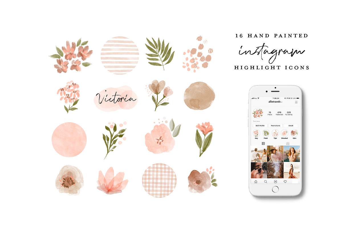 64 Watercolor Instagram Highlight, a Work Illustration by beatriceviyiwi (Photo 2 of 5)