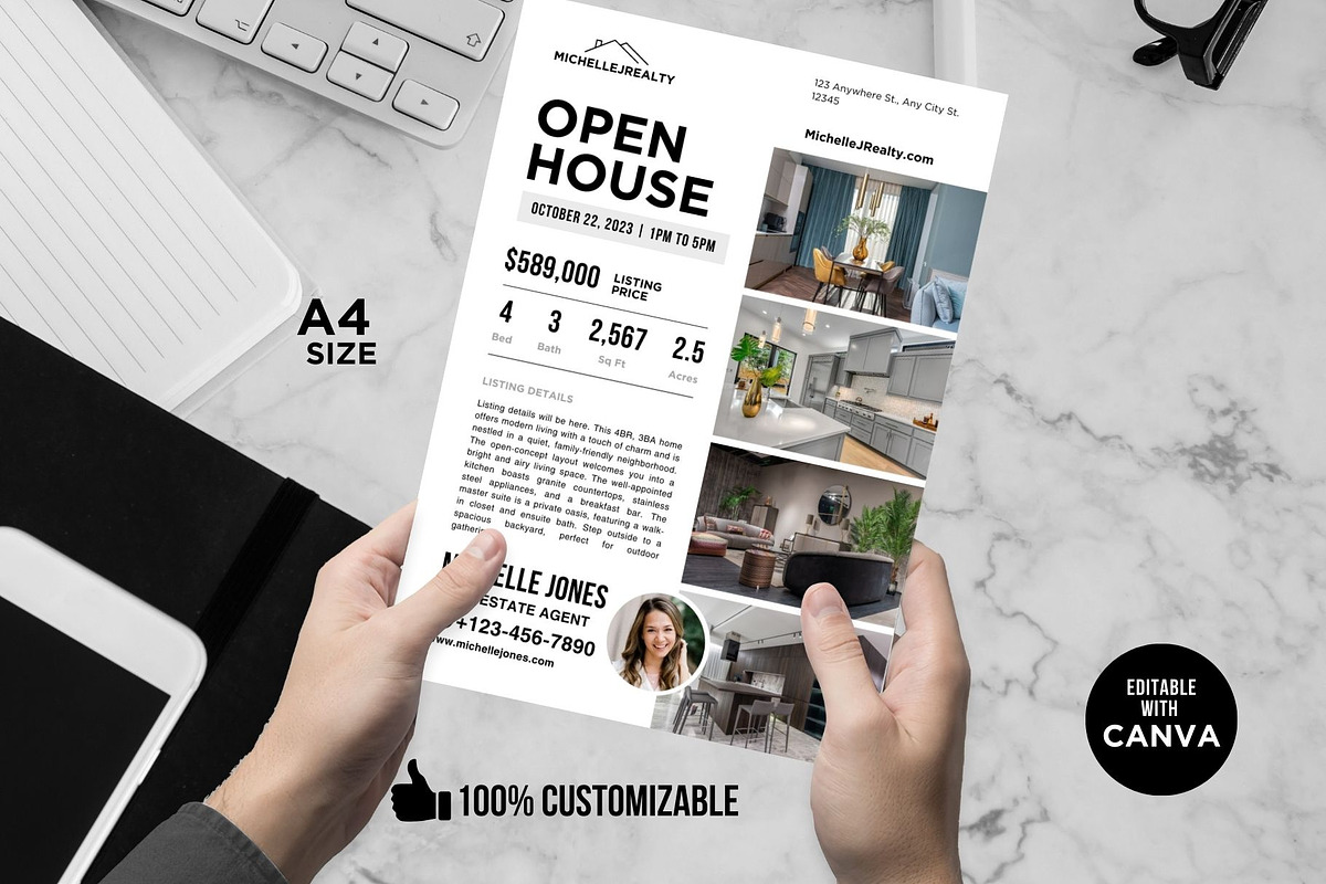 Open House Sign In Sheet Canva, a Flyer Template by CreativeVinesStore (Photo 3 of 8)