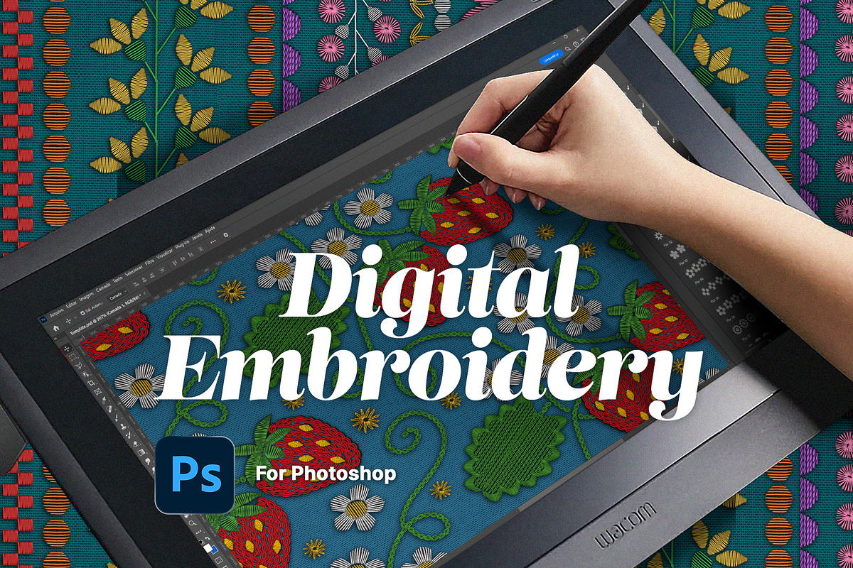 Photoshop Brushes Digital Embroidery, a Brush Add-On by Hanna Inaiáh (Photo 1 of 12)