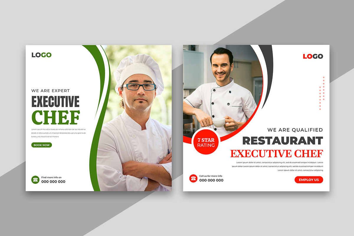 Chef Social Media Instagram Post, a Social Media Template by Designgrove (Photo 2 of 2)