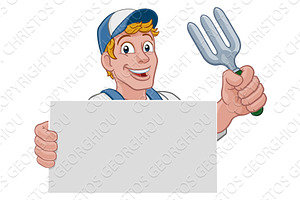 Gardener Cartoon Garden Tool Man, an Illustration by Christos Georghiou