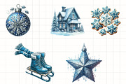 Watercolor Blue Christmas Clipart, an Illustration by CrexoraLab (Thumbnail 5 of 5)