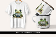 Cute Green Frog PNG Clip Art Set, an Animal Illustration by Geniecreativestudio (Thumbnail 7 of 9)
