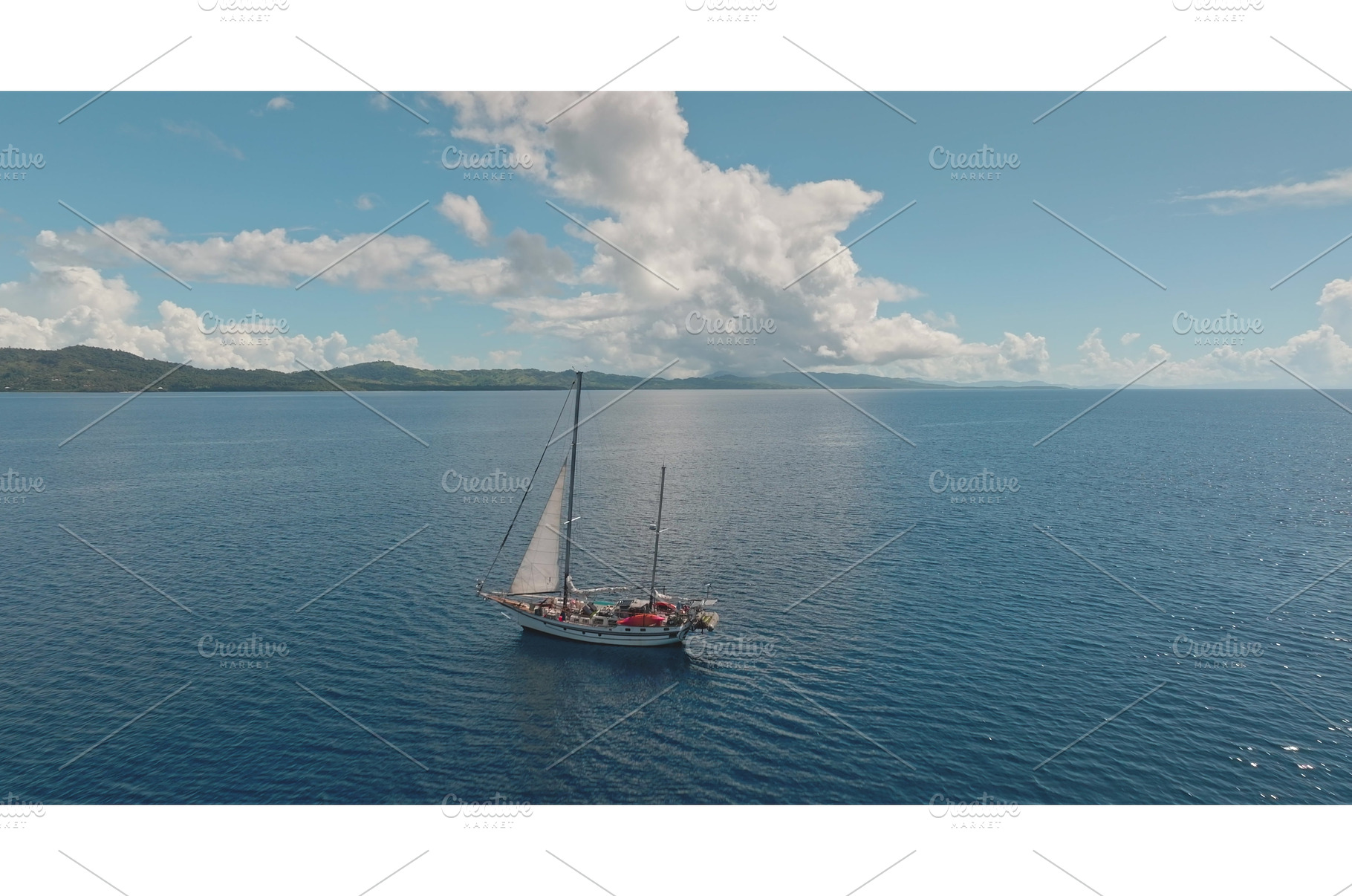 Sailboat sailing near tropical, a Transportation Photo by Goinyk