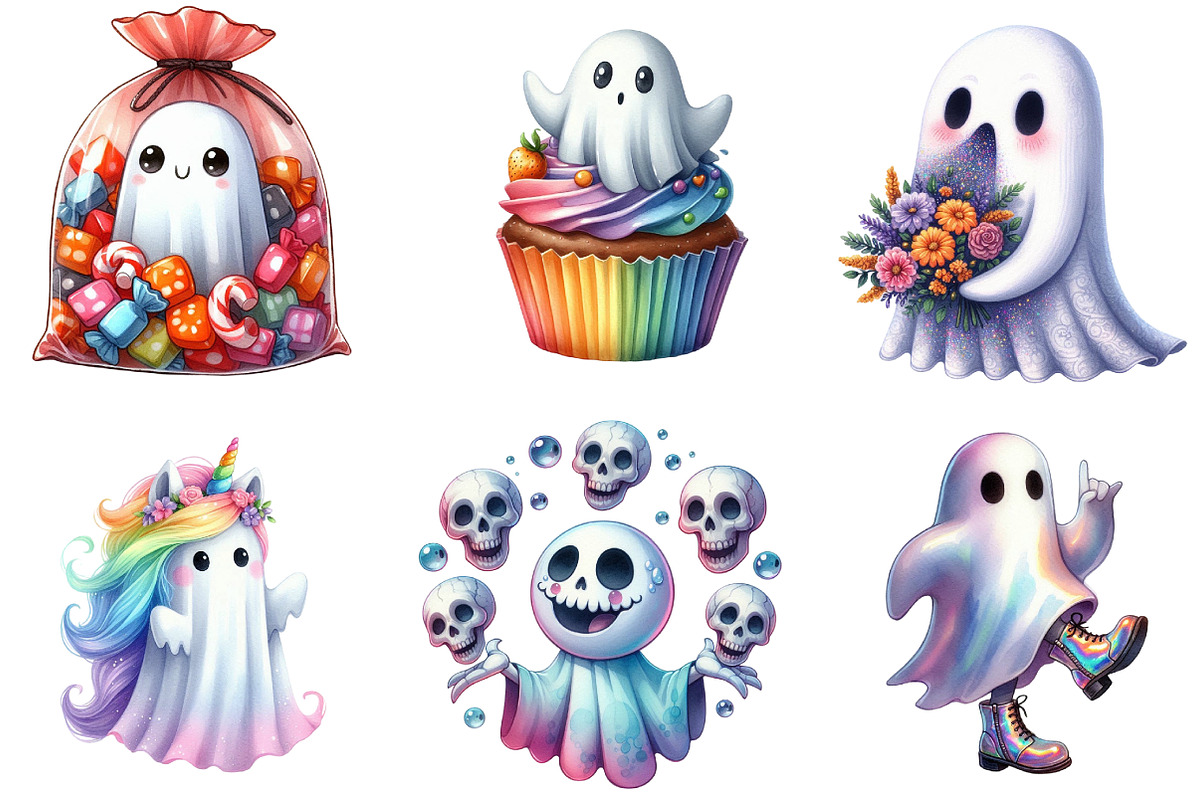 Funny Halloween Ghost Iridescent, an Illustration by DreamArtGraphic (Photo 2 of 6)