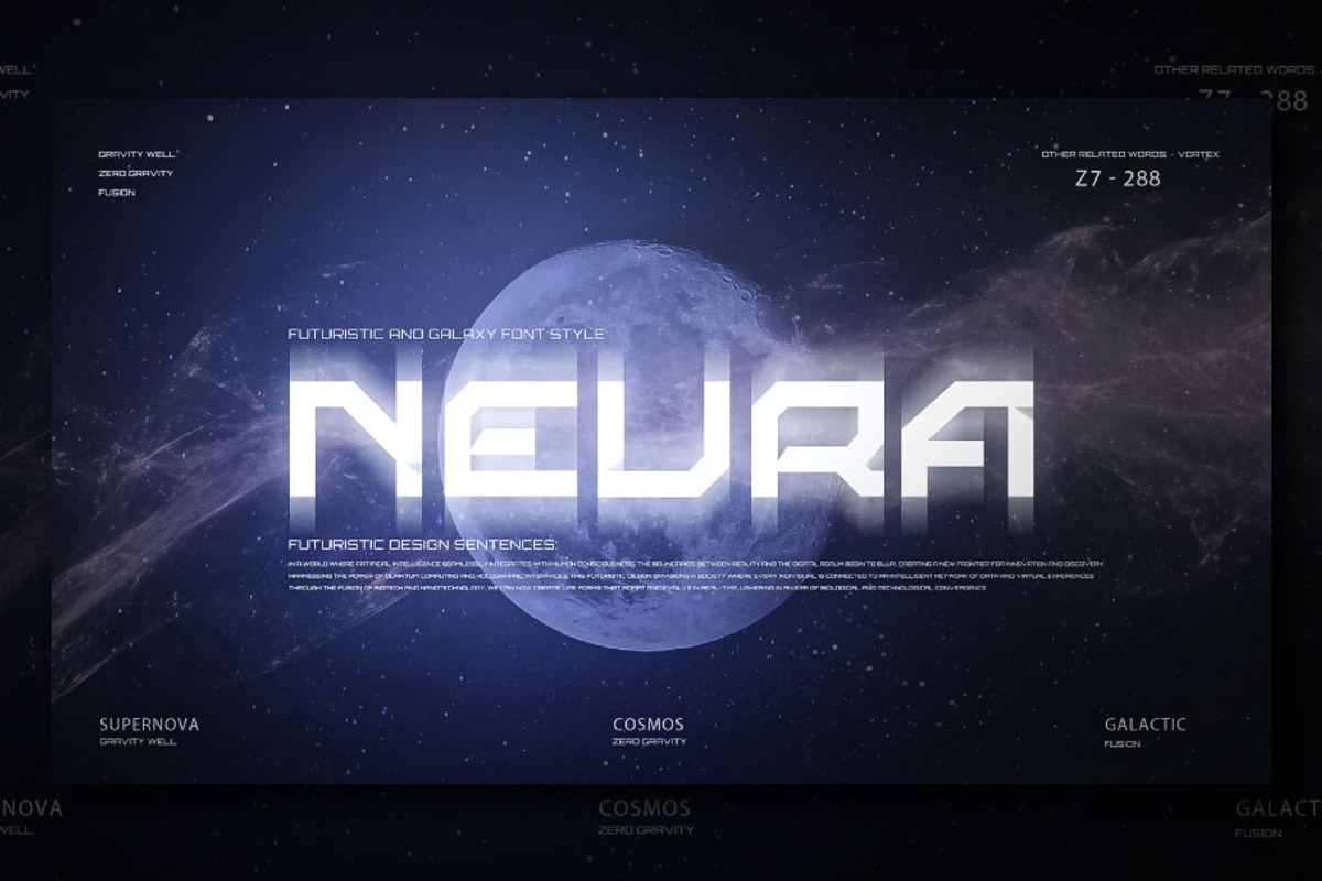 NEURA - Futuristic & Galaxy Font, a Font by Brainwave (Photo 1 of 9)