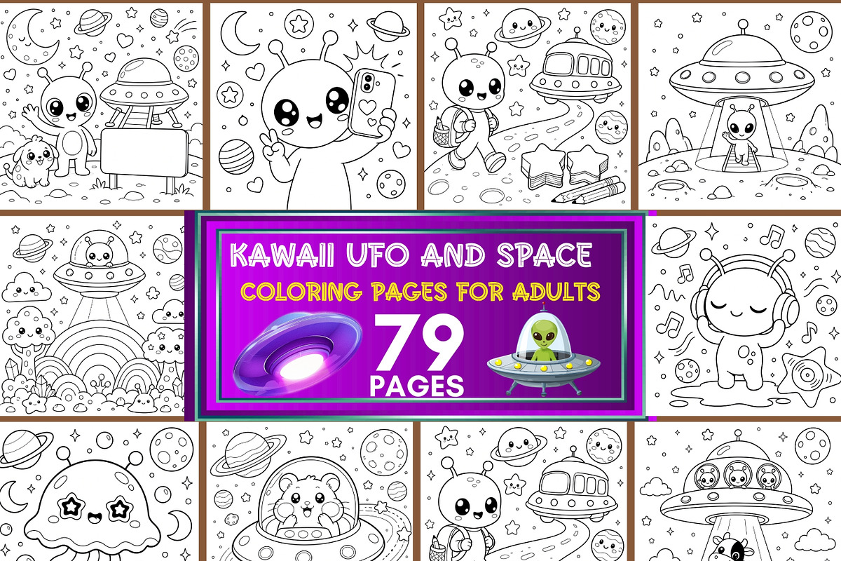 79 Printable Alien Coloring Pages, a Brochure Template by LA Design (Photo 1 of 10)
